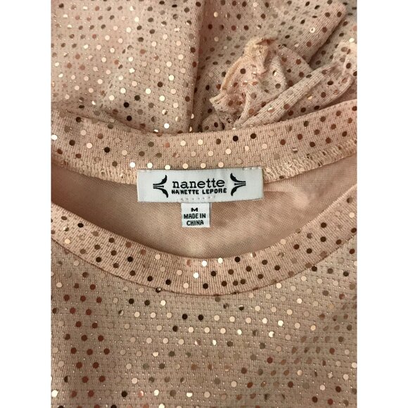 NANETTE LEPORE Coral Shimmer Dot 3/4 Sleeve Top NWOT M - Picture 5 of 11